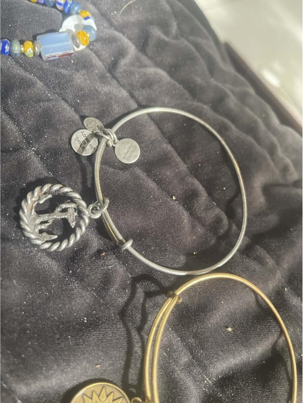 Alex and Ani Silver Charm Bangle Bracelet with anchor